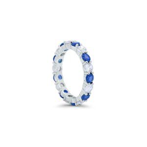 Simulated Blue Sapphire 4mm CZ 925 SS Ring Size 6